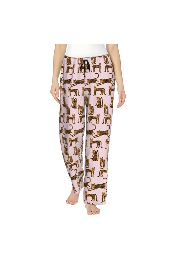 Leopard Print Pattern Women’s Ultra-Soft Comfy Pajama Lounge Pants Sleepwear,Comfortable Lounge Wear,lightweight Pajamas, Casual Home Wear-Large