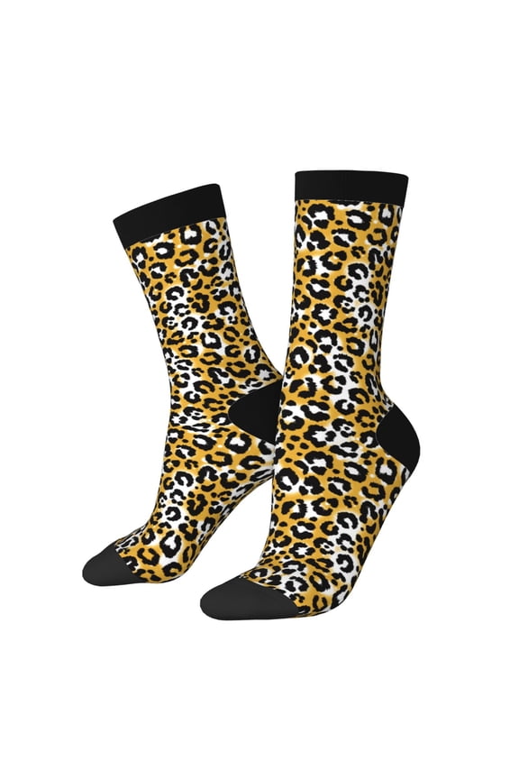 Leopard for Women Casual Calf Socks - Cute Crew Socks - Thin Soft Above Ankle Socks Size 5-11