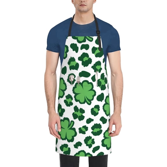 Rateoe Leopard print St. Patrick's Day Aprons with Pocket,Men Womens Aprons Waterproof Adjustable Cooking Aprons for Kitchen Gardening and Salon
