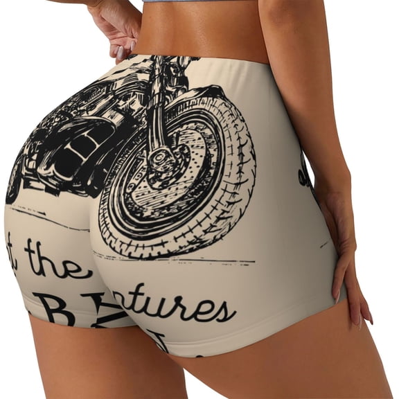 Rateoe Let The Adventure Begin Printed Power Workout Shorts for Women Tummy Control Squat Proof Ribbed Thick Seamless Scrunch Active Short-Medium