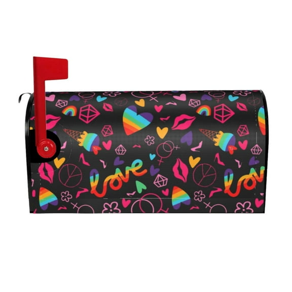 Rateoe Lgbt Rainbow For Pride Printed Mailbox Covers - Easy to Install Fall, Winter, Spring, Summer Mailbox Cover - Weather and UV-Resistant Mailbox Decor - Mailbox Magnetic Covers-