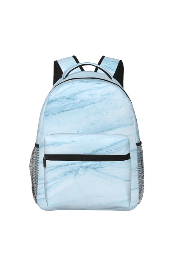 Light Blue Marble Pattern Casual Backpack for School, Work, Travel  Adjustable Straps, Multiple Compartments  Ergonomic Design, Fits Laptops and Tablets