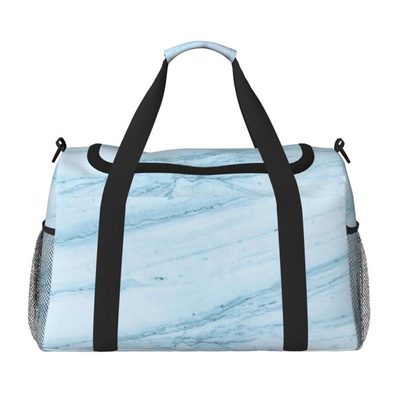 Rateoe Light Blue Marble Pattern Gym Bag for Women, Duffle Bag for Travel with Wet Pocket, Carry on Weekender Bags for Women, Water Resistant Travel Bag Duffel Bag