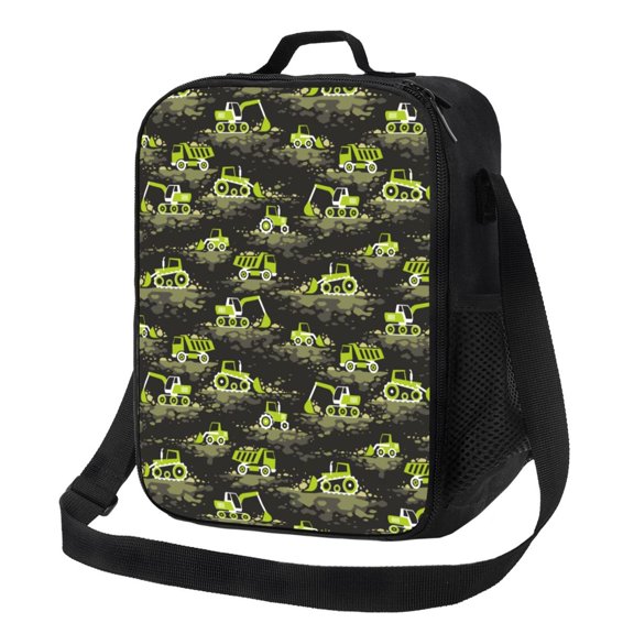 Rateoe Light Green Excavator Lunch Bag Reusable Lunch Box with Shoulder Straps for Men Women Insulated Portable Lunchbox for adults Suitable for School Work Picnic
