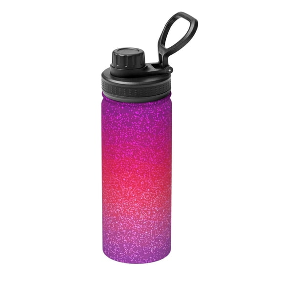 Rateoe Light Purple Glitter Printed 18oz Sports Insulated Water Bottle, Double-Wall Stainless Steel Kettle with Leak-Proof Cap and Carry Loop for Outdoor, Gym, Camping, and Travel