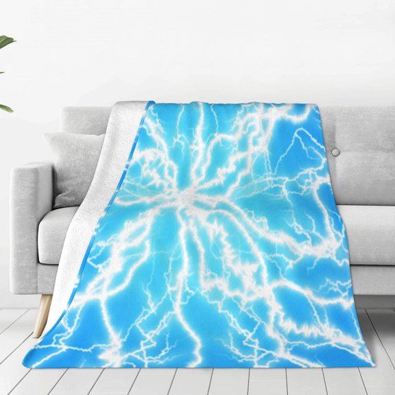 Rateoe Light blue flash Print Fuzzy Fleece Throw Blanket Extra Large,Super Soft,Fluffy and Warm Blankets for Couch,Bed,All Season Use-60"x50"