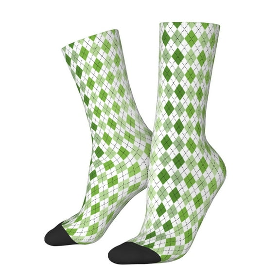 Rateoe Light green argyle for Women Casual Calf Socks - Cute Crew Socks - Thin Soft Above Ankle Socks Size 5-11