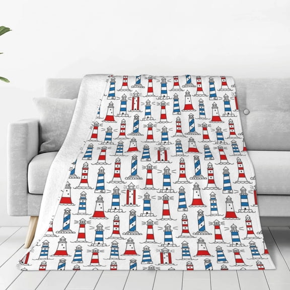 Rateoe Lighthouse And Beacon Print Fuzzy Fleece Throw Blanket Extra Large,Super Soft,Fluffy and Warm Blankets for Couch,Bed,All Season Use (40"x30")