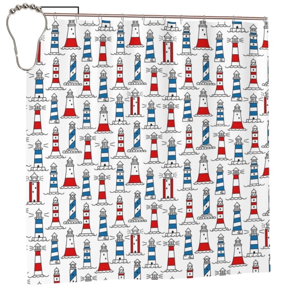 Rateoe Lighthouse And Beacon Shower Curtain - Fancy Bathroom Shower Curtain Sets - Waterproof Shower Curtain with Hooks with 12 Plastic Hooks 72x72 Inches
