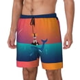 thumbnail image 1 of Rateoe Lighthouse and Whale Pattern Men’s Swim Shorts with Compression Liner – Double-Layered Quick-Dry Swimwear, Comfortable & Stretchy Beach Shorts-Small, 1 of 6