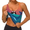 thumbnail image 1 of Rateoe Lighthouse and Whale Print Womens' Sports Bras Scoop Neck Sports Vest- Padded U Back Seamless High Impact Support, 1 of 7