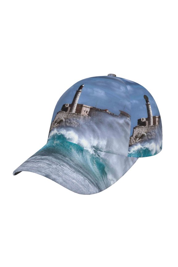 Lighthouse in Havana Pattern Baseball Cap Outdoor Cap Mountain Dad Hat - Unstructured Soft Cotton Cap-Adjustable UV Protection Cap