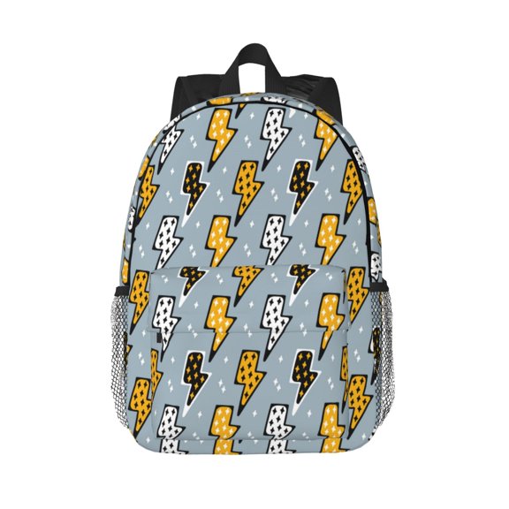 Rateoe Lightning Bolts Pattern Student Backpack Water-resistant Backpack 15-inch Laptop Backpack Lightweight Adjustable School Backpack