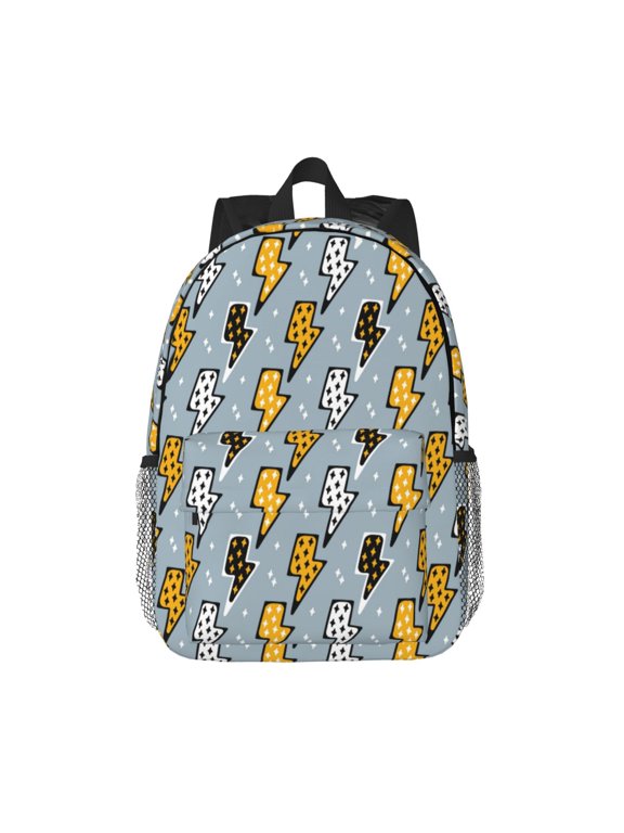 Lightning Bolts Pattern Student Backpack Water-resistant Backpack 15-inch Laptop Backpack Lightweight Adjustable School Backpack