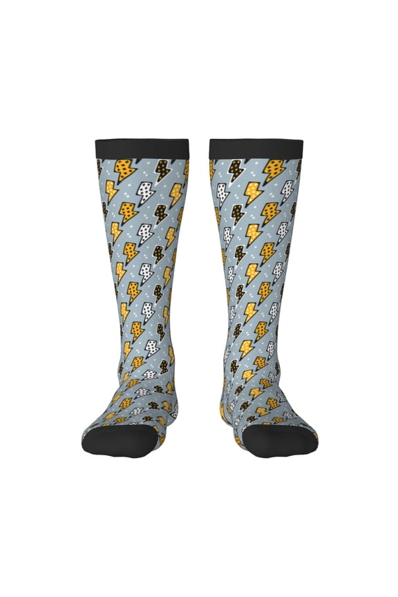 Lightning Bolts Pattern Women’s Knee High Crew Socks,Trouser Socks, – Comfortable, Breathable, Moisture-Wicking and Soft