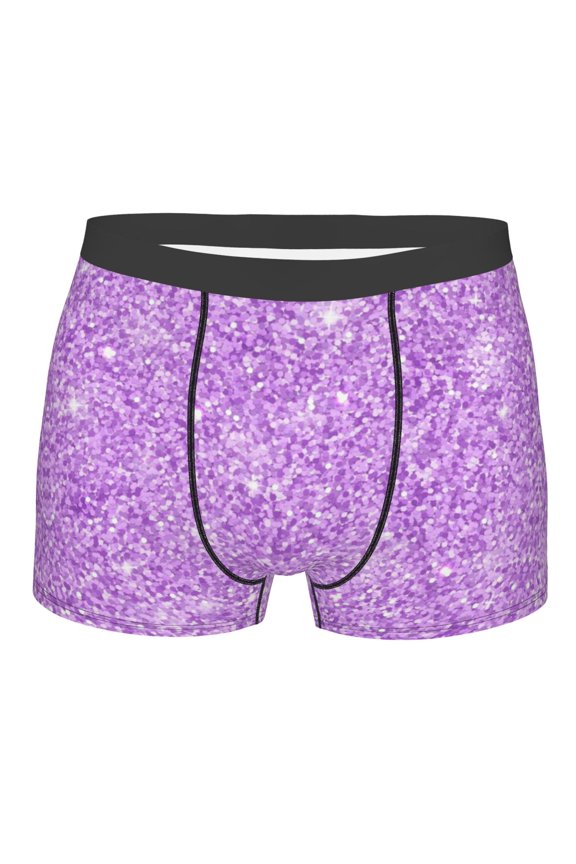 Lilac Glittering Mens Boxer Briefs Poly Spandex Performance Boxer Briefs Underwear Hem Boxer Briefs - Large