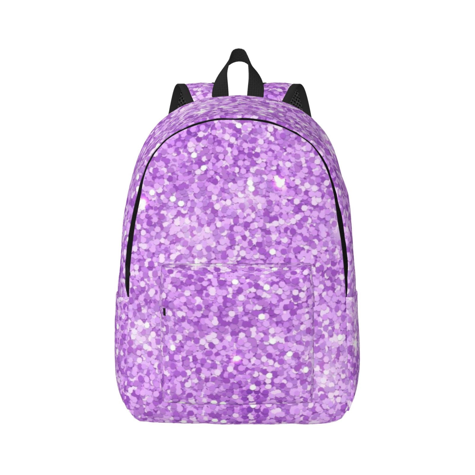 Rateoe Lilac Glittering Pattern Canvas College Laptop Backpack,Travel Daypack,Durable Rucksack Travel Notebook Bag School Backpack Book Bag for Men Women-Small