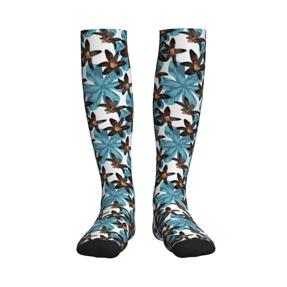 Rateoe Lilies Flowers Compression Socks for Women and Men 20-30mmHg-Circulation Support Socks Knee High Nurse Pregnant Running Medical and Travel Athletic