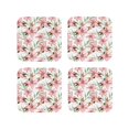 thumbnail image 1 of Rateoe Lilies Flowers Drawing Drink Coasters Set of 4 Leather Coasters Spill Protection for Table Desk,Durable and Non Slip Leather Coaster ,4 Inches Drink Mats-Square, 1 of 6