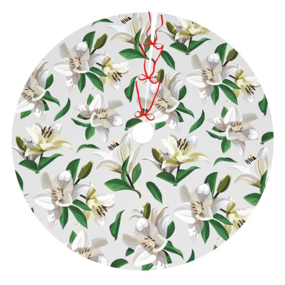 Rateoe Lilies Flowers Print Christmas Tree Skirt 36" for Xmas Holiday New Year Party Circle Tree Mat Ornaments Decoration