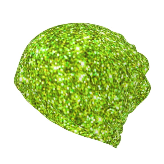 Rateoe Lime green glitter Cotton Slouchy Beanie Hat for Men/Women,Lightweight Oversize Large Thin Skull Cap Night Sleeping Cap