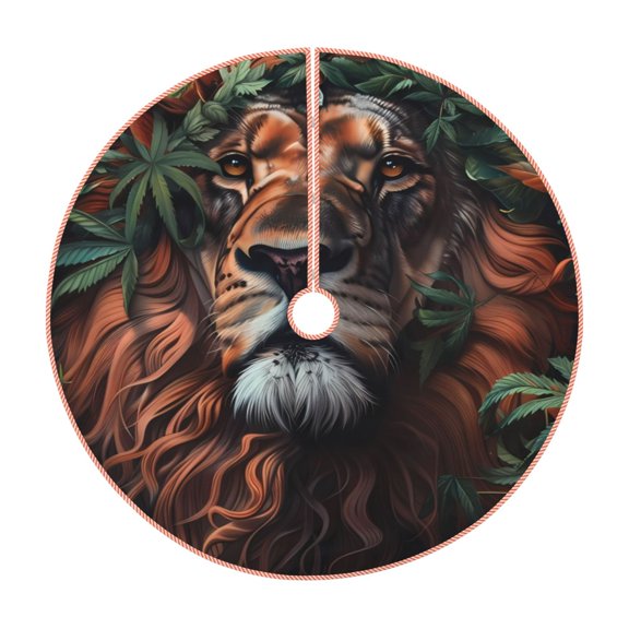 Rateoe Lion Forest Crown Pattern Christmas Tree Skirt with Ties, Christmas Tree Decorations, Farmhouse Christmas Decor Xmas Holiday Decorations-