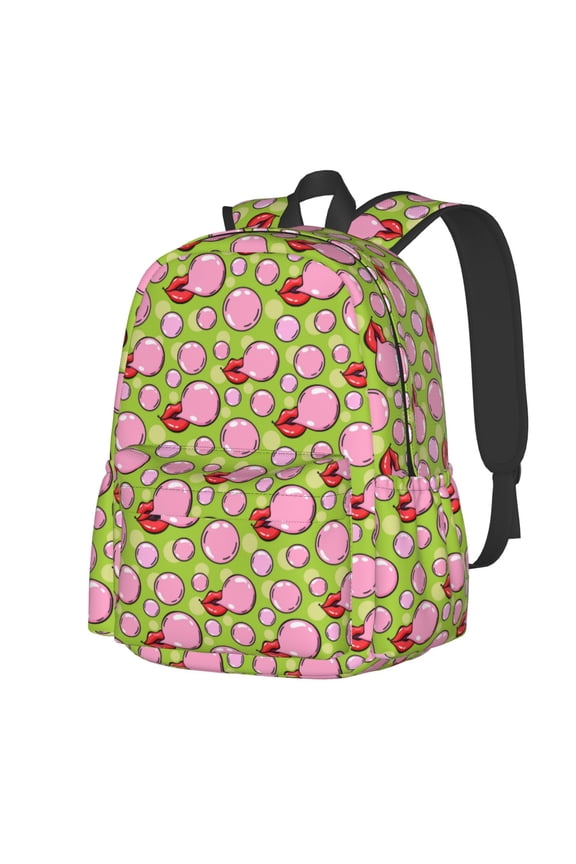 Lips blowing bubble gum Pattern Student Backpack,Backpack for School,Lightweight Bag,Travel Backpack,Outdoor Backpack,Large Capacity Backpack