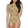 thumbnail image 1 of Rateoe Lips blowing bubble gum Printed Women Rash Guard Short Sleeve,Tummy control Swimsuit Surfing Swimsuit Bathing Suit Short-sleeved Onesie UPF 50+-X-Large, 1 of 7