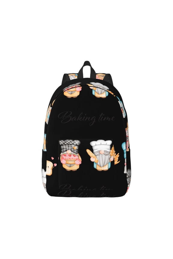 Little Chef Gnome Pattern Canvas College Laptop Backpack,Travel Daypack,Durable Rucksack Travel Notebook Bag School Backpack Book Bag for Men Women-Small