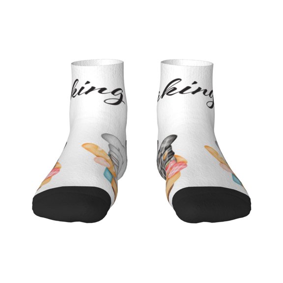 Rateoe Little Chef Gnome Pattern Quarter Crew Socks,Toe Seamed Ankle Socks,Cotton Cushioned Breathable Athletic Crew Sports Socks