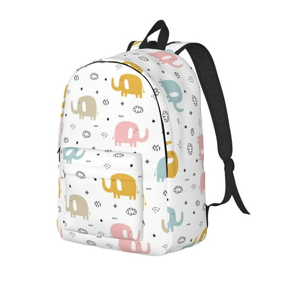 Rateoe Little Elephant Pattern Durable Canvas Backpack for Men & Women – Stylish & Lightweight – Adjustable Straps, Multiple Pockets – Fits 15-17 Inch LaptopsSmall