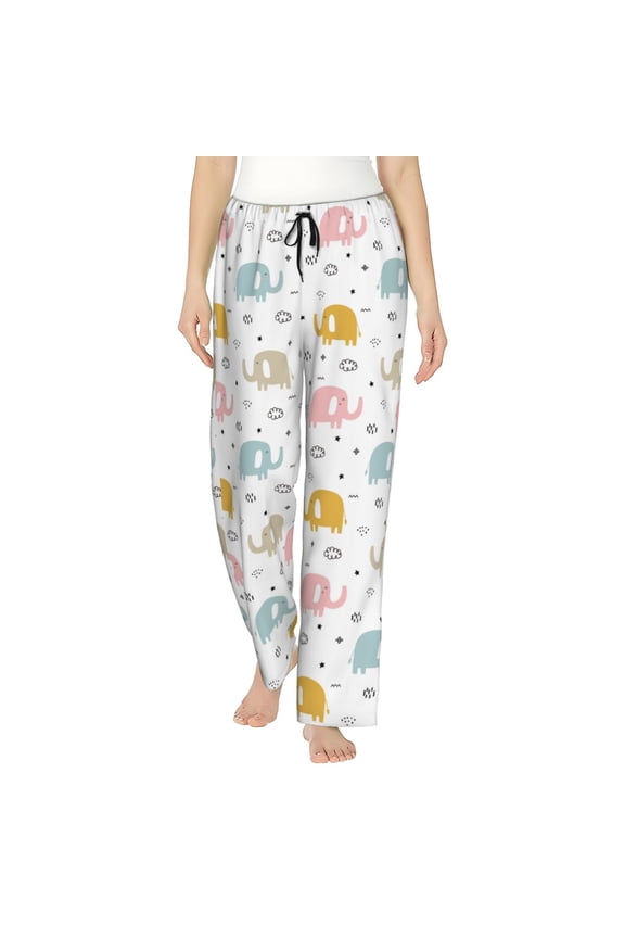 Little Elephant Pattern Women’s Ultra-Soft Comfy Pajama Lounge Pants Sleepwear,Comfortable Lounge Wear,lightweight Pajamas, Casual Home Wear-XX-Large