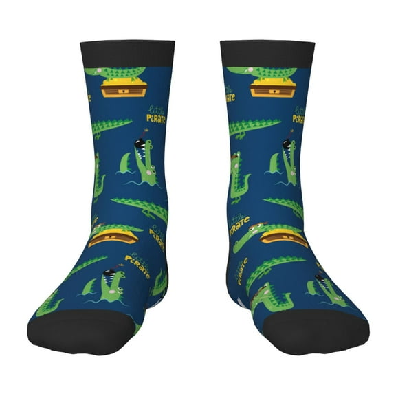 Rateoe Little Pirate Crocodile Pattern Children's Socks, Socks Gifts ,kids Crew Soft Cotton Socks , Moisture-Wicking, Durable, Ideal for Daily Wear & Sports