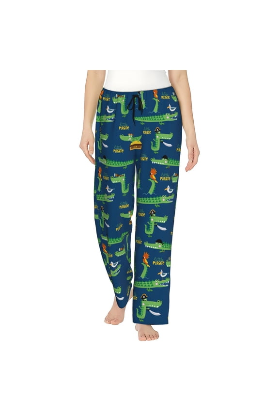 Little Pirate Crocodile Pattern Women’s Ultra-Soft Comfy Pajama Lounge Pants Sleepwear,Comfortable Lounge Wear,lightweight Pajamas, Casual Home Wear-Small