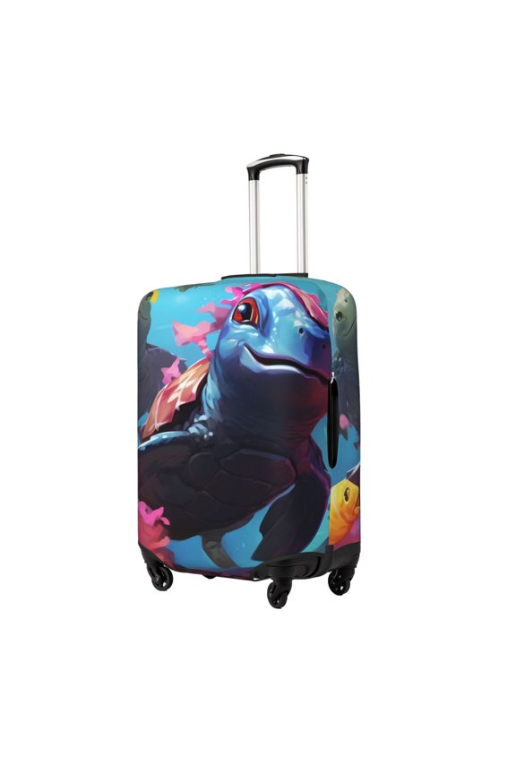 Lively Cute Turtle Printed Luggage Cover, Suitcase Protector Fits 18-32 Inch Luggage-Small