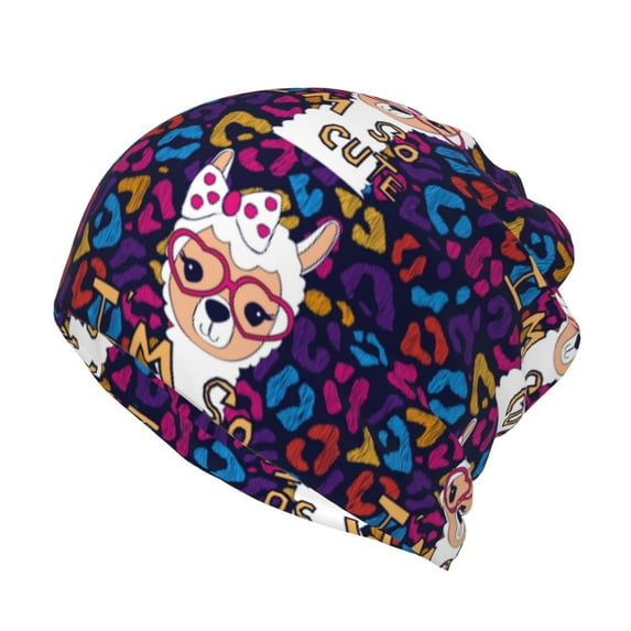 Rateoe Llama Alpaca Cotton Slouchy Beanie Hat for Men/Women,Lightweight Oversize Large Thin Skull Cap Night Sleeping Cap