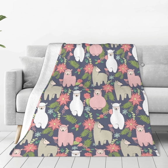 Rateoe Llamas Print Fuzzy Fleece Throw Blanket Extra Large,Super Soft,Fluffy and Warm Blankets for Couch,Bed,All Season Use (60"x50")