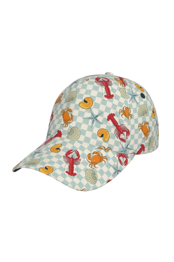 Lobster Sea Shell Pattern Baseball Cap Outdoor Cap Mountain Dad Hat - Unstructured Soft Cotton Cap-Adjustable UV Protection Cap