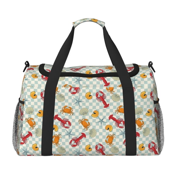 Rateoe Lobster Sea Shell Pattern Gym Bag for Women, Duffle Bag for Travel with Wet Pocket, Carry on Weekender Bags for Women, Water Resistant Travel Bag Duffel Bag