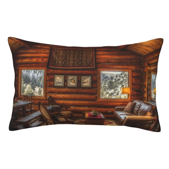 Rateoe Log Cabin Inside Pattern Decorative Pillow Case,Throw Pillow Covers,Plush Pillow Cover,Soft Pillow Case,Velvet Pillow Case-14"x20"