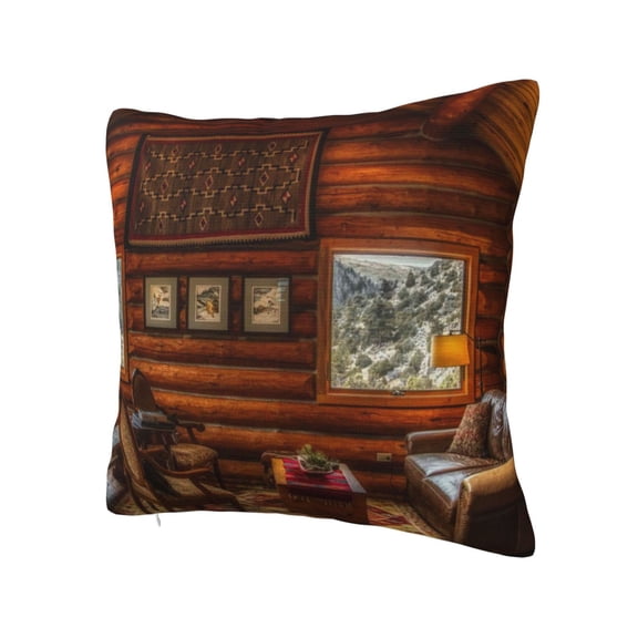 Rateoe Log Cabin Inside Pattern Throw Pillow Cover Premium Pillow Stuffer Sham Square for Decorative Cushion Bed Couch Sofa(Pillow insert not included)