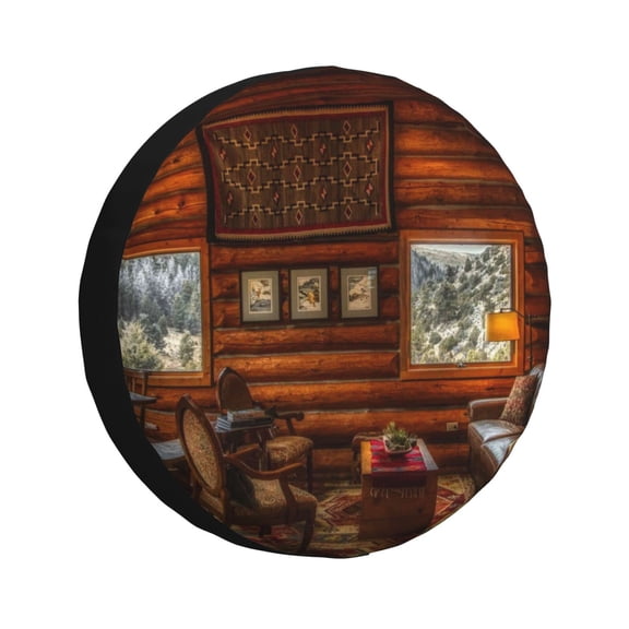 Rateoe Log Cabin Inside Pattern Tire Cover Wheel Protectors Weatherproof Wheel Covers Universal Fit for Trailer Rv SUV Truck Camper Travel Trailers Accessories-14 inch