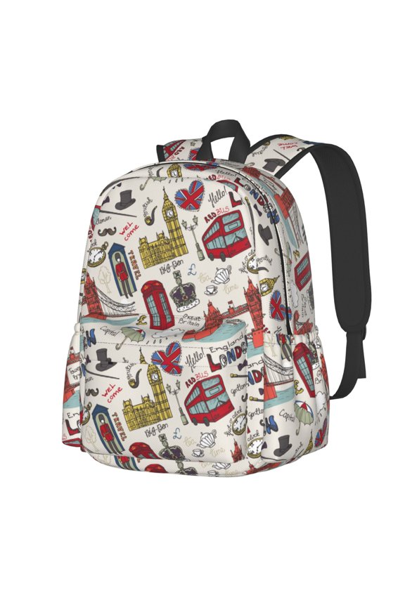 London Landmark1 Pattern Student Backpack,Backpack for School,Lightweight Bag,Travel Backpack,Outdoor Backpack,Large Capacity Backpack