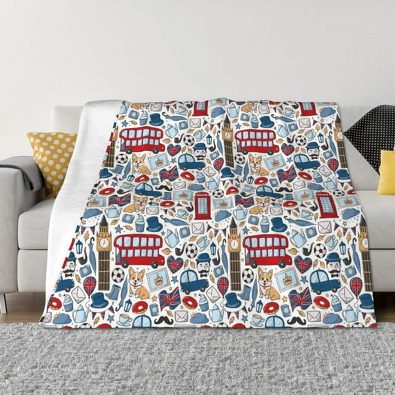 Rateoe London Symbols1 Pattern Flannel Throw Blanket, Ultra-soft Blanket for Bed, Couch, Car, Hypoallergenic Anti-pilling blanket-40"x30"(Horizontal)