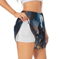 thumbnail image 1 of Rateoe Lonely Night Sky Wolf Printed 2 in 1 Women's Workout Shorts for Athletic Gym Running Shorts with Phone Pockets-Small, 1 of 7