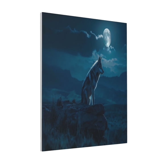 Rateoe Lonely Night Wolf Pattern Decorative Picture – Unique Modern Wall Art, Ready-to-Hang Canvas Print for Home (Vertical)