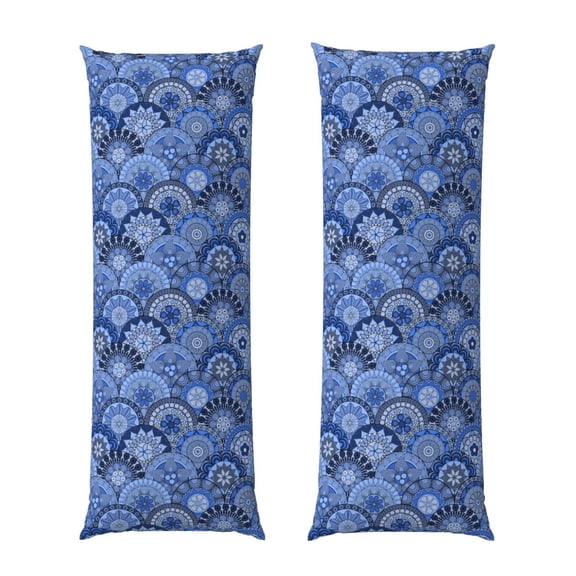 Rateoe Long Body Pillow Cover, 20x54 Inches Body Pillow Cases, Soft Brushed Microfiber Zipper Design, Blue Mandala Harmony -Pillows Not Included