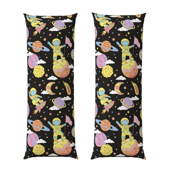 Rateoe Long Body Pillow Cover, 20x54 Inches Body Pillow Cases, Soft Brushed Microfiber Zipper Design, Cartoon Astronaut In Spacesuit -Pillows Not Included