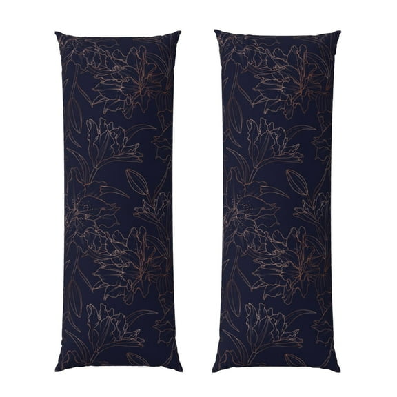 Rateoe Long Body Pillow Cover, 20x54 Inches Body Pillow Cases, Soft Brushed Microfiber Zipper Design, Copper-Gold Gloss Outline Flower1 -Pillows Not Included