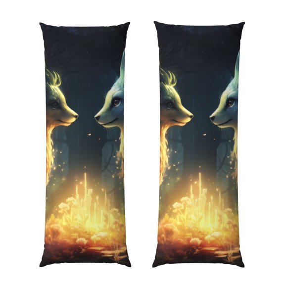 Rateoe Long Body Pillow Cover, 20x54 Inches Body Pillow Cases, Soft Brushed Microfiber Zipper Design, Firefly Forest Fox -Pillows Not Included